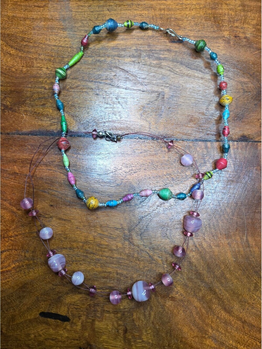 Multi-Color and Pink Beaded Necklace Set